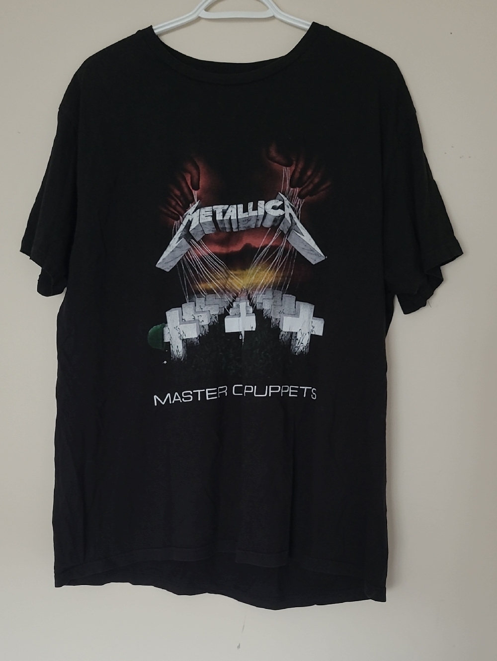 Vintage Metallica Master of Puppets Black Distressed Graphic T Shirt Size XL